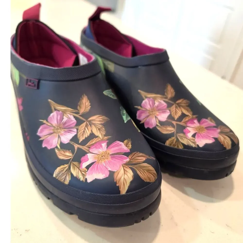 Joules Pop On Welly Clog / Navy Floral RAIN BOOT SHOE CLOG